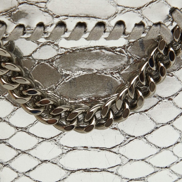 Stella McCartney Silver Python Embossed Falabella Phone Crossbody Bag W/ Box - Picture 10 of 12